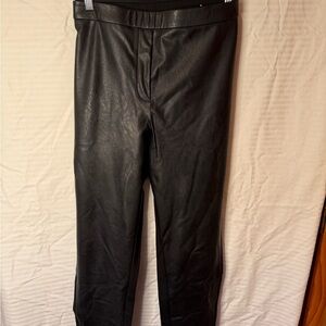 Chico’s Faux Black Leather Front Pants 3/16 Stretch Back-side